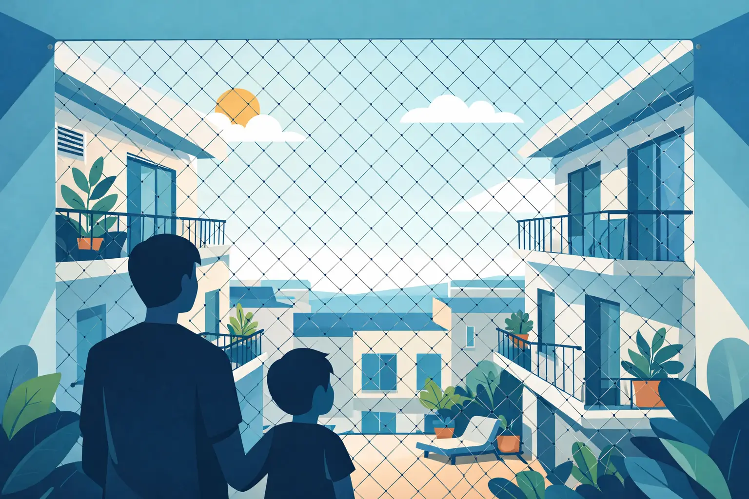 Redes de protección para patios interiores seguras