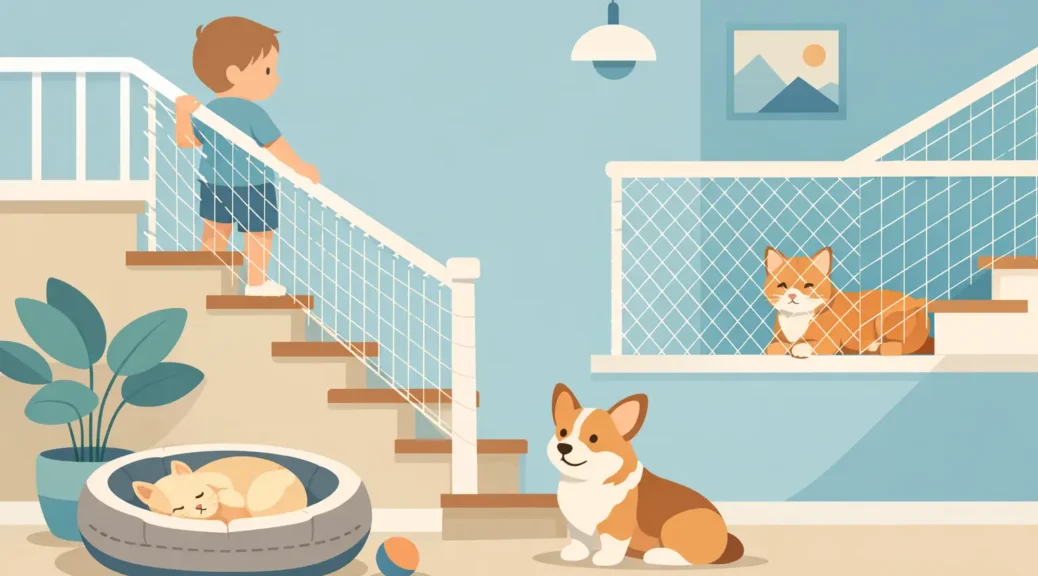 Redes para escaleras seguras para niños y mascotas