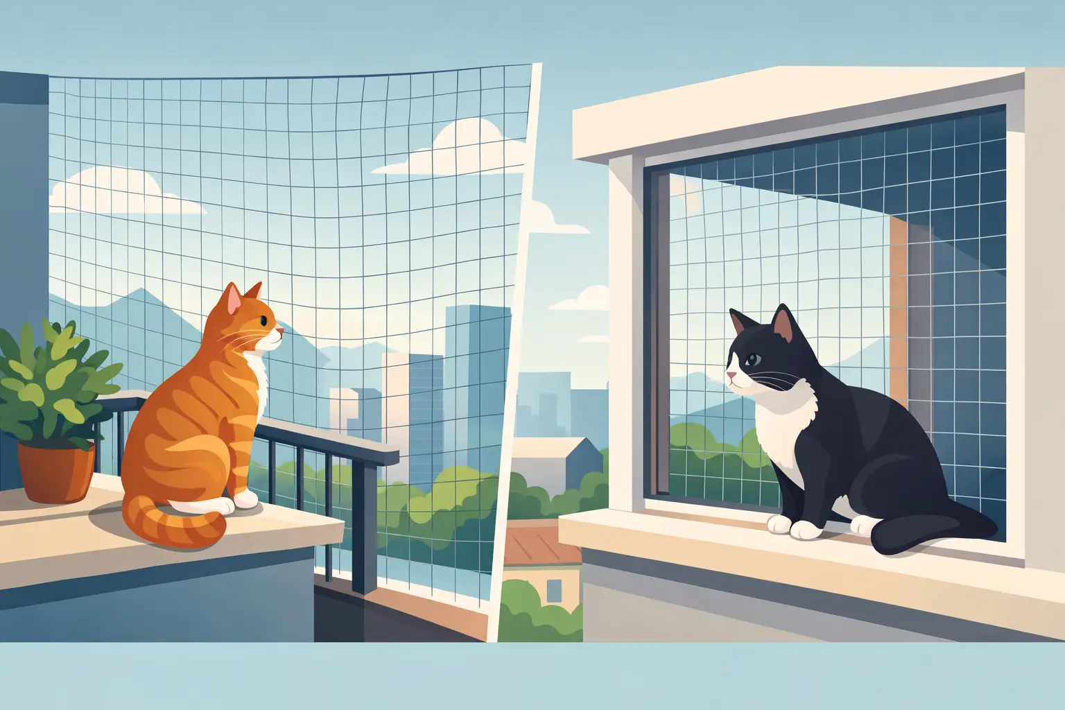 Redes para gatos seguras en balcones y ventanas
